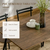 HOMCOM Industrial Dining Table Set for 4, Kitchen Table with 4 Chairs Steel Frame for Small Space, Dark Walnut(m-5)
