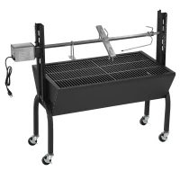 Outsunny Backyard Charcoal BBQ Grill & Smoker Combo Automatic Charcoal BBQ Rotisserie Grill 110lbs Lamb Hog Spit Roaster(m-1)