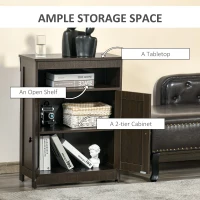 HOMCOM Accent Cabinet, Wood Free Standing Storage Organizer with Double Doors and Adjustable Shelf for Living Room, Kitchen, Brown(m-4)