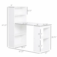 HOMCOM 47" Modern Office Compact Computer Crafting Hobby Desk Bookcase - White(m-3)