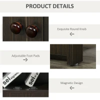 HOMCOM Accent Cabinet, Wood Free Standing Storage Organizer with Double Doors and Adjustable Shelf for Living Room, Kitchen, Brown(m-7)