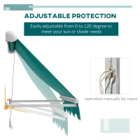Outsunny 4' Arm Manual Retractable Sun Shade Patio Window Awning with Large Shade Area & Smooth Opening Crank, Green(m-5)