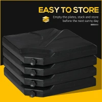 Outsunny 4-Piece Cantilever Offset Umbrella Base Stand Parasol Weights Water, Sand Black(m-7)