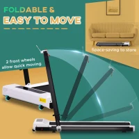 Soozier Folding Electric Treadmill, Low-noise Walking, Jogging, Running Machine with 6.2 MPH Speed, LED Display and Remote Control for Home Gym Workouts, White(m-6)