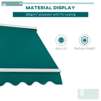 Outsunny 4' Arm Manual Retractable Sun Shade Patio Window Awning with Large Shade Area & Smooth Opening Crank, Green(m-4)