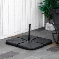 Outsunny 4-Piece Cantilever Offset Umbrella Base Stand Parasol Weights Water, Sand Black(m-2)