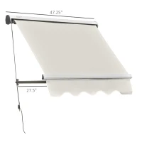 Outsunny 4' Arm Manual Retractable Sun Shade Patio Window Awning with Large Shade Area & Smooth Opening Crank, Beige(m-3)