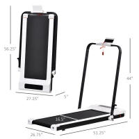 Soozier Folding Electric Treadmill, Low-noise Walking, Jogging, Running Machine with 6.2 MPH Speed, LED Display and Remote Control for Home Gym Workouts, White(m-3)