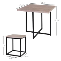 HOMCOM 5 Piece Dining Table Set, Square Kitchen Table Set With Stools for Small Space, Breakfast Nook, Natural Wood(m-3)