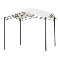 Outsunny 10' x 10' Soft Top Patio Gazebo Outdoor Canopy with Unique Geometric Design Roof, All-Weather Steel Frame, Cream White(m-1)