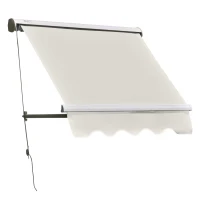 Outsunny 4' Arm Manual Retractable Sun Shade Patio Window Awning with Large Shade Area & Smooth Opening Crank, Beige(m-1)