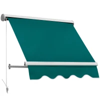 Outsunny 4' Arm Manual Retractable Sun Shade Patio Window Awning with Large Shade Area & Smooth Opening Crank, Green(m-1)
