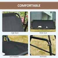 Outsunny 3-Person Porch Swing with Stand, Outdoor Swing for Patio Porch with Adjustable Tilt Canopy and Comfortable Swing Bench-Style Seat, Steel Frame, Black(m-6)