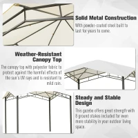 Outsunny 10' x 10' Soft Top Patio Gazebo Outdoor Canopy with Unique Geometric Design Roof, All-Weather Steel Frame, Cream White(m-5)