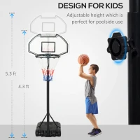 Aosom Height Adjustable Basketball Hoop, Portable Basketball Stand, 30" Backboard, Indoor Outdoor Goals Set for Kids Youth Adults(m-4)