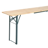 Outsunny 7' Wooden Outdoor Folding Patio Camping Picnic Table Set Large Beer Table Set with Bench and Easy Set Up for Backyard Poolside Dining Party(m-9)