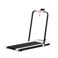 Soozier Folding Electric Treadmill, Low-noise Walking, Jogging, Running Machine with 6.2 MPH Speed, LED Display and Remote Control for Home Gym Workouts, White(m-1)