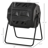 Outsunny 43 Gallon Tumbling Compost Bin, 360掳 Dual Chamber Outdoor Rotating Composter, Black(m-2)