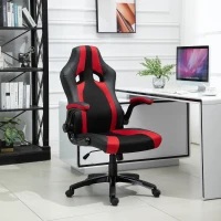 Vinsetto Office Chair Multi-functional Racing Gaming Chair Adjustable Height with Flip-up Armrest Wheels Swivel Red Black(m-1)