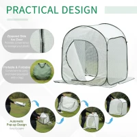 Outsunny 3' x 3' x 4' Garden Portable Pop Up Greenhouse with Side Door & Portable Zipper Bag for Plants & Vegetables(m-5)