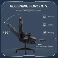 Vinsetto Gaming Chair 2D Arm Lumbar Support Swivel Office Computer Recliner Racing Gamer Desk Chair with Footrest Headrest for Home Black(m-5)
