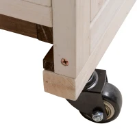 PawHut Indoor Rabbit Enclosure, on Wheels, Indoor Bunny Cage Small Animal House with Pull Out Tray Casters Ramp, 35.5" x 21" x 23", Brown(m-13)