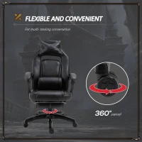 Vinsetto Gaming Office Chair with Footrest High Back Racing Chair PU Leather Executive Swivel Chair with Headrest and Lumbar Support, Black(m-6)