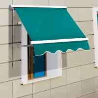 Outsunny 4' Arm Manual Retractable Sun Shade Patio Window Awning with Large Shade Area & Smooth Opening Crank, Green(m-2)