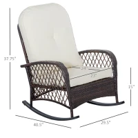 Outsunny Outdoor PE Rattan Wicker Recliner Rocker Chair w/ Soft Cushion for Garden(m-3)