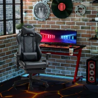 Vinsetto Gaming Chair 2D Arm Lumbar Support Swivel Office Computer Recliner Racing Gamer Desk Chair with Footrest Headrest for Home Black(m-1)