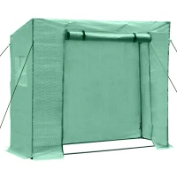 Outsunny 79" x 29" x 66" Walk-in Garden Greenhouse, Outdoor Portable Hot House with Roll-Up Door and Two Windows, Deep Green(m-1)