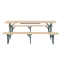 Outsunny 7' Wooden Outdoor Folding Patio Camping Picnic Table Set Large Beer Table Set with Bench and Easy Set Up for Backyard Poolside Dining Party(m-1)