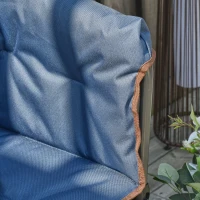 Outsunny Folding Camping Chair, Padded Director Chair with Side Table and Cup Holder, Portable for Picnic, Beach, Hiking, Travel, Blue(m-9)