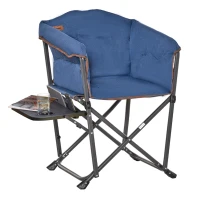 Outsunny Folding Camping Chair, Padded Director Chair with Side Table and Cup Holder, Portable for Picnic, Beach, Hiking, Travel, Blue(m-1)