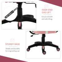 Vinsetto Office Chair Racing Gaming Chair Faux Leather Adjustable Height Recliner with Wheels, Headrest, Lumbar Support for Girls Gift, Pink and White(m-7)