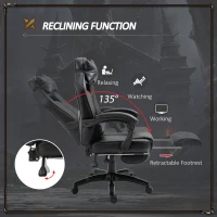 Vinsetto Gaming Office Chair with Footrest High Back Racing Chair PU Leather Executive Swivel Chair with Headrest and Lumbar Support, Black(m-5)