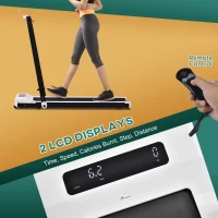 Soozier Folding Electric Treadmill, Low-noise Walking, Jogging, Running Machine with 6.2 MPH Speed, LED Display and Remote Control for Home Gym Workouts, White(m-5)