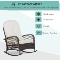 Outsunny Outdoor PE Rattan Wicker Recliner Rocker Chair w/ Soft Cushion for Garden(m-4)