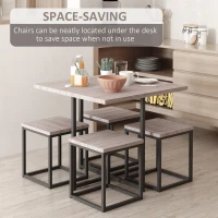 HOMCOM 5 Piece Dining Table Set, Square Kitchen Table Set With Stools for Small Space, Breakfast Nook, Natural Wood(m-5)