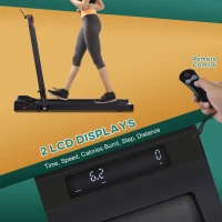 Soozier Folding Electric Treadmill, Low-noise Walking, Jogging, Running Machine with 6.2 MPH Speed, LED Display and Remote Control for Home Gym Workouts, Black(m-4)