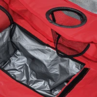 Outsunny Folding Camping Chair with Portable Insulation Table Bag, Two Cup Holders for Beach, Ice Fishing and Picnic, Red(m-9)