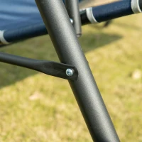 Outsunny 3-Person Porch Swing with Stand, Outdoor Swing for Patio Porch with Adjustable Tilt Canopy and Comfortable Swing Bench-Style Seat, Steel Frame, Dark Blue(m-9)