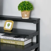 HOMCOM Modern Computer Desk, 47" Writing Desk with Elevate Shelves for Home Office, Black(m-9)