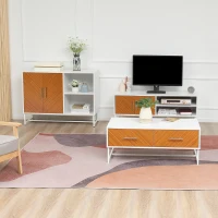 HOMCOM Accent Sideboard Storage Cabinet, Console Table with Adjustable Shelves for Dining Room, Living Room, or Kitchen, Brown(m-4)