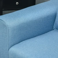 HOMCOM Button Tufted Armchair Modern Single Sofa Chair Upholstered Accent Chair with Rubber Wood Legs and Thick Padding Mid-Back for Living Room and Bedroom, Light Blue(m-10)