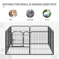 PawHut 8 Panel Pet Playpen Play Yard Fence Home DIY Heavy-Duty Metal Foldable Indoor Outdoor For Small Dogs, Black(m-6)