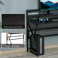 HOMCOM Modern Computer Desk, 47" Writing Desk with Elevate Shelves for Home Office, Black(m-5)