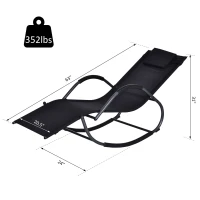 Outsunny Outdoor Rocking Chair, Chaise Lounge Pool Chair for Sun Tanning, Sunbathing Rocker, Armrests & Pillow for Patio, Lawn, Beach, Large, Black(m-3)