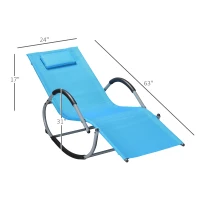 Outsunny Outdoor Rocking Chair, Chaise Lounge Pool Chair for Sun Tanning, Sunbathing Rocker, Armrests & Pillow for Patio, Lawn, Beach, Large, Blue(m-3)