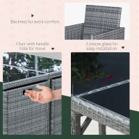 Outsunny 9 Piece Outdoor Rattan Wicker Dining Table and Chairs Furniture Set Space Saving Wicker Chairs w/ Cushions - Gray(m-7)
